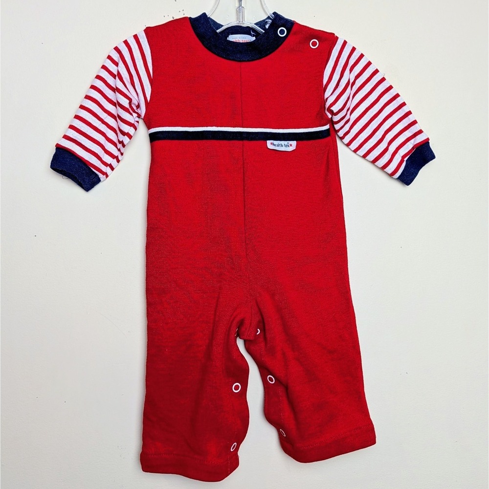 Vintage Health-Tex 80s Romper Striped One Piece‎ Jumper 9 Months